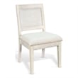 Pemberly Row Dining Chair Set of 2 with Rattan Back in Beige and Light Gray Wood