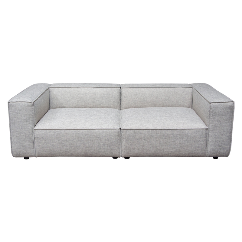 Pemberly Row 2 Pc Modular Lounge Sofa in Textured Barley Gray Polyester Fabric