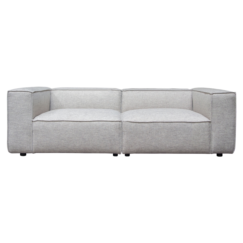 Pemberly Row 2 Pc Modular Lounge Sofa in Textured Barley Gray Polyester Fabric