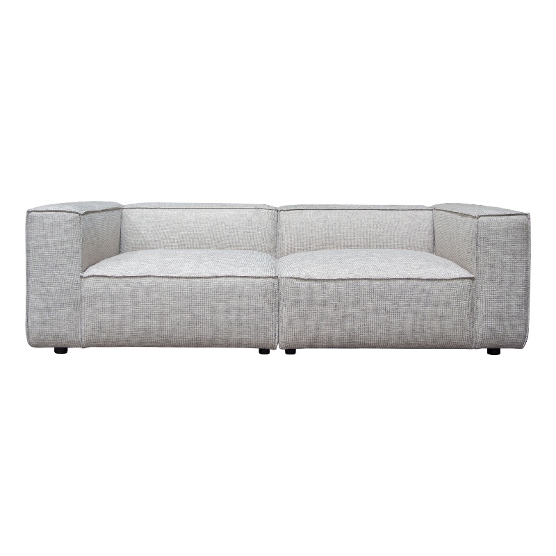 Pemberly Row 2 Pc Modular Lounge Sofa in Textured Barley Gray Polyester Fabric