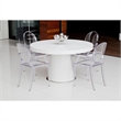 Pemberly Row Set of 4 Indoor Outdoor Dining Armchairs with Oval Back in Clear