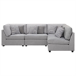 Pemberly Row 4 Piece Modular L-Shaped Sectional Sofa with 8 Pillows in Gray