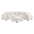 Pemberly Row 6 Piece Modular Sectional Sofa with Ottoman and 3 Pillows in Ivory