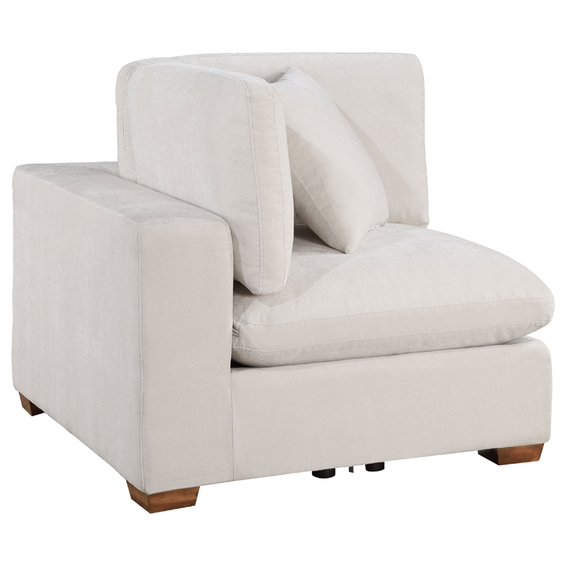 Pemberly Row 6 Piece Modular Sectional Sofa with Ottoman and 3 Pillows in Ivory