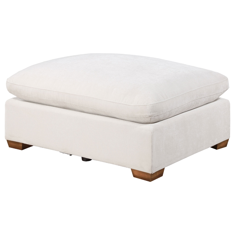 Pemberly Row 6 Piece Modular Sectional Sofa with Ottoman and 3 Pillows in Ivory