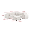 Pemberly Row 6 Piece Modular Sectional Sofa with Ottoman and 3 Pillows in Ivory