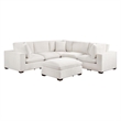 Pemberly Row 6 Piece Modular Sectional Sofa with Ottoman and 3 Pillows in Ivory