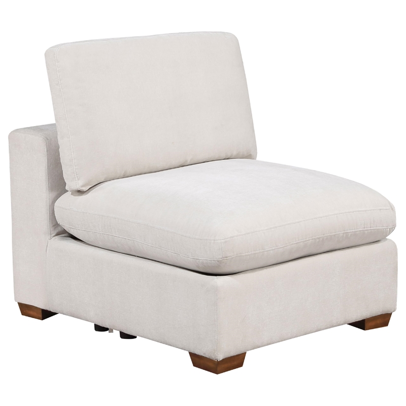 Pemberly Row 6 Piece Modular Sectional Sofa with Ottoman and 3 Pillows in Ivory