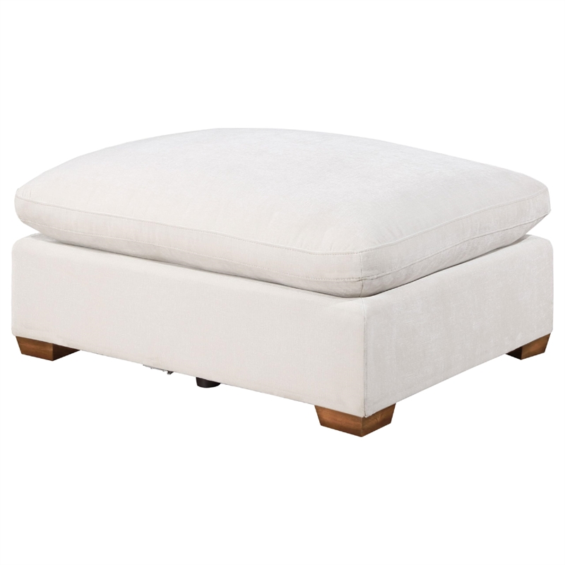 Pemberly Row 6 Piece Modular Sectional Sofa with Ottoman and 3 Pillows in Ivory
