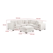 Pemberly Row 6 Piece Modular Sectional Sofa with Ottoman and 3 Pillows in Ivory