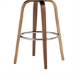 Pemberly Row Swivel Bar Stool with Open Design Wooden Back in Gray Leatherette
