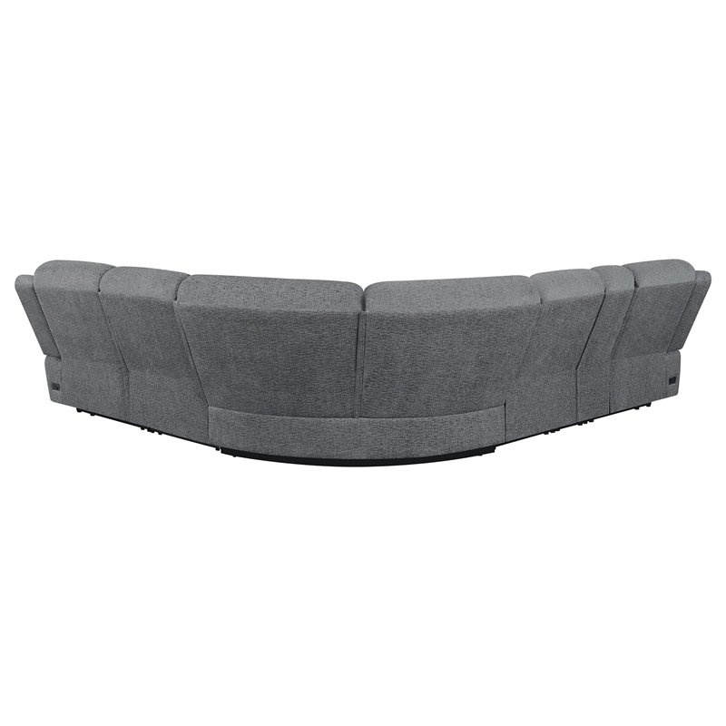 Pemberly Row 6Pc Modular Sectional Sofa w/ Power Reclining in Dark Gray Chenille