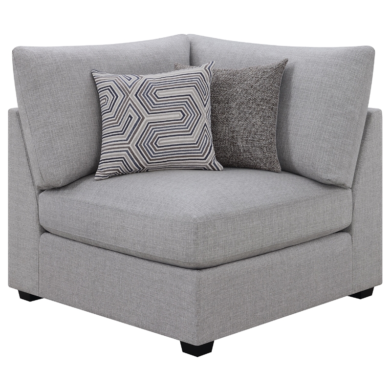 Pemberly Row 5 Piece Modular Sectional Sofa with Ottoman and 8 Pillows in Gray