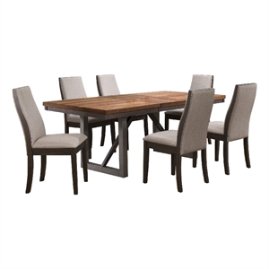 Pemberly Row 7 Piece 60-77&quot Extendable Dining Set with 6 Chairs in Taupe Gray