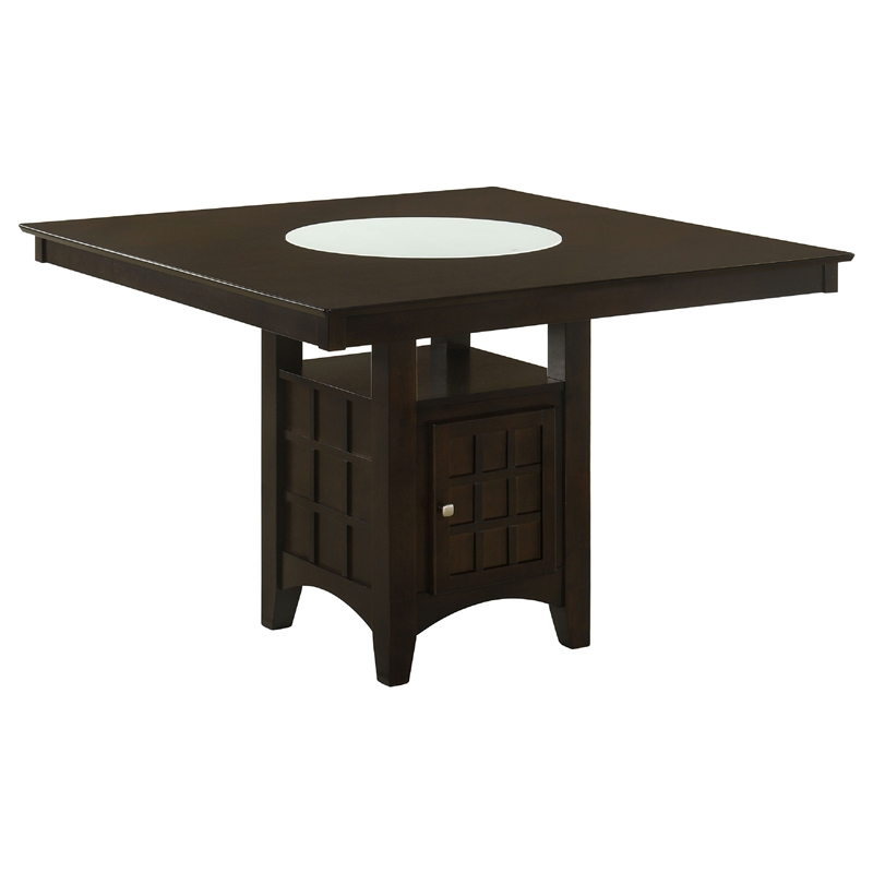 Pemberly Row 7 Piece Counter Height Dining Table Set with Wine Storage in Brown