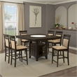 Pemberly Row 7 Piece Counter Height Dining Table Set with Wine Storage in Brown