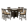 Pemberly Row 7 Piece Counter Height Dining Table Set with Wine Storage in Brown