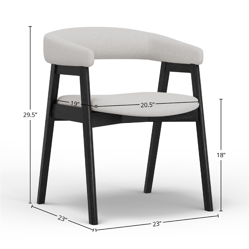 Pemberly Row Dining Chair Set of 2 with Curved Back in Gray and Vintage Black