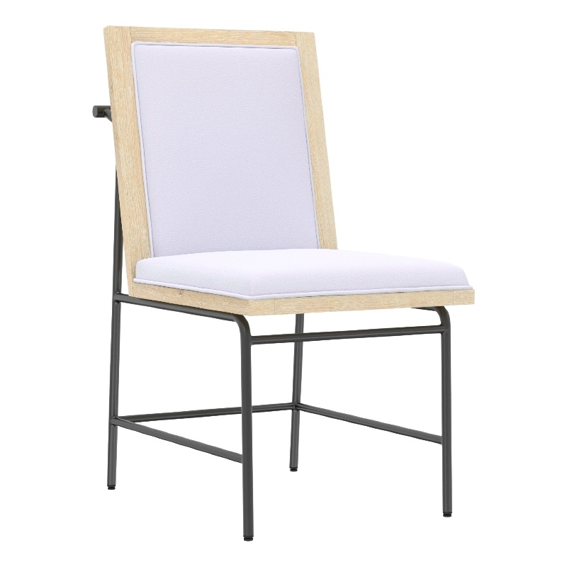 Pemberly Row Dining Side Chair Set of 2 in Gray with Black Metal Frame