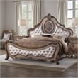 Pemberly Row Pine Wood Queen Size Sleigh Bed in Burnt Oak Grey
