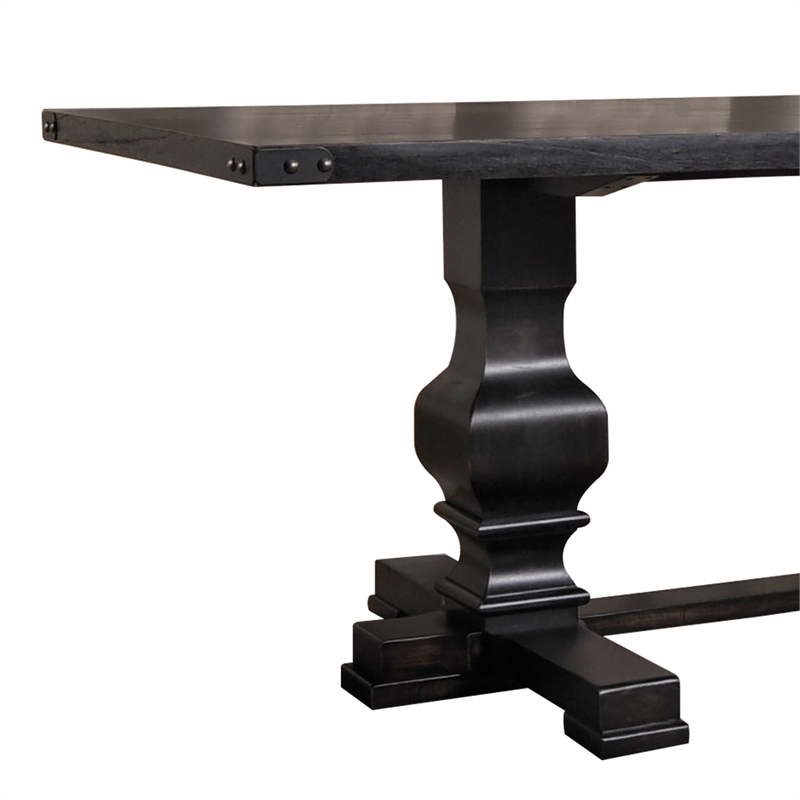 Pemberly Row Rectangular Dining Table with Double Pedestal in Vintage Black