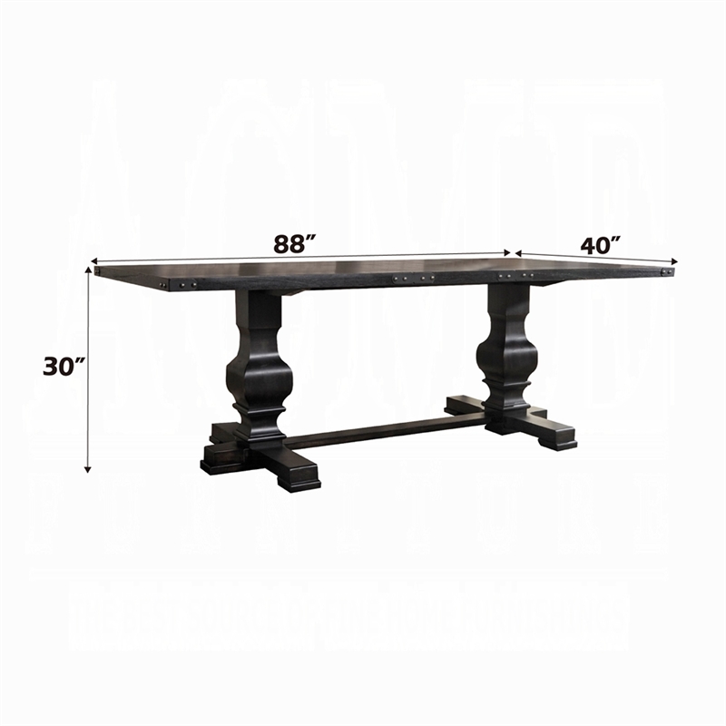 Pemberly Row Rectangular Dining Table with Double Pedestal in Vintage Black