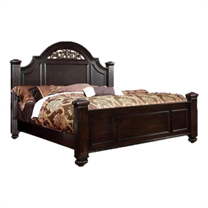 Pemberly Row California King Bed with Floral Carved Headboard in Brown
