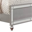 Pemberly Row Eastern King Bed with LED Lights and Mirror Trim in Silver