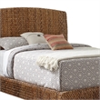 Pemberly Row Hand Woven Banana Leaf Queen Bed with Chamfered Legs in Brown