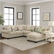 Pemberly Row Fabric Sectional Sofa with Nailhead Trim & Rolled Armrests in Beige