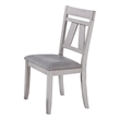 Pemberly Row Cottage Style Side Chair Set of 2 with Fabric Seat in White & Gray