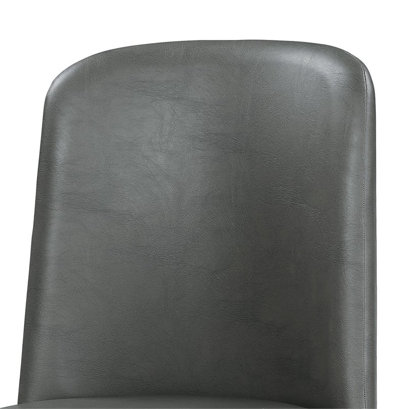 Pemberly Row Leatherette Dining Chair Set of 2 with Splayed Tapered Legs in Gray