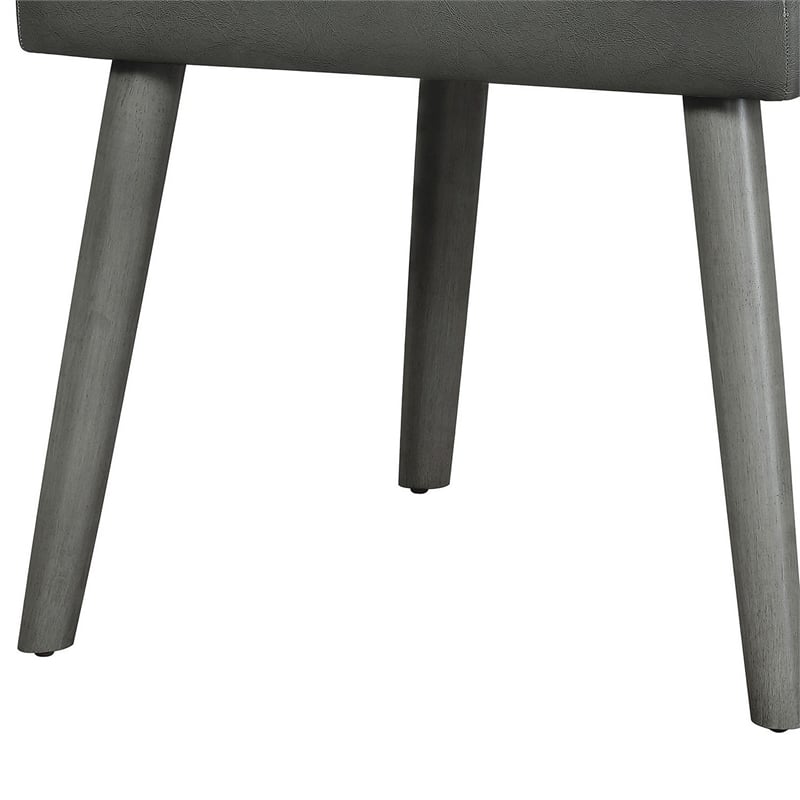 Pemberly Row Leatherette Dining Chair Set of 2 with Splayed Tapered Legs in Gray