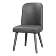 Pemberly Row Leatherette Dining Chair Set of 2 with Splayed Tapered Legs in Gray