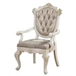 Pemberly Row Carved Arm Chair Set of 2 with Tufted Back in White & Gold