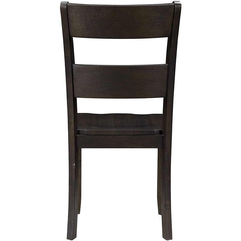 Pemberly Row Side Chair Set of 2 with Ladder Backrest in Dark Brown