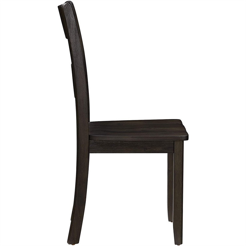 Pemberly Row Side Chair Set of 2 with Ladder Backrest in Dark Brown