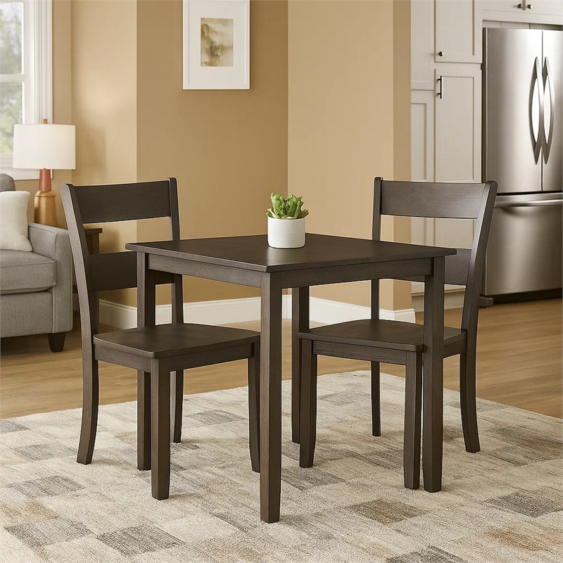 Pemberly Row Side Chair Set of 2 with Ladder Backrest in Dark Brown