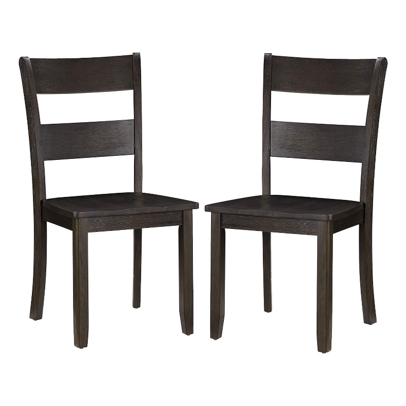 Pemberly Row Side Chair Set of 2 with Ladder Backrest in Dark Brown