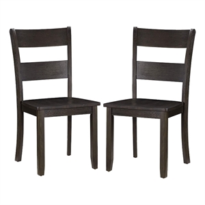 Pemberly Row Side Chair Set of 2 with Ladder Backrest in Dark Brown