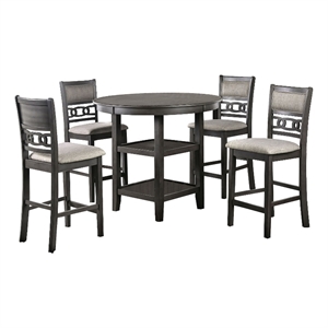 Pemberly Row 5 Piece Counter Height Set with Geometric Back Chairs in Gray