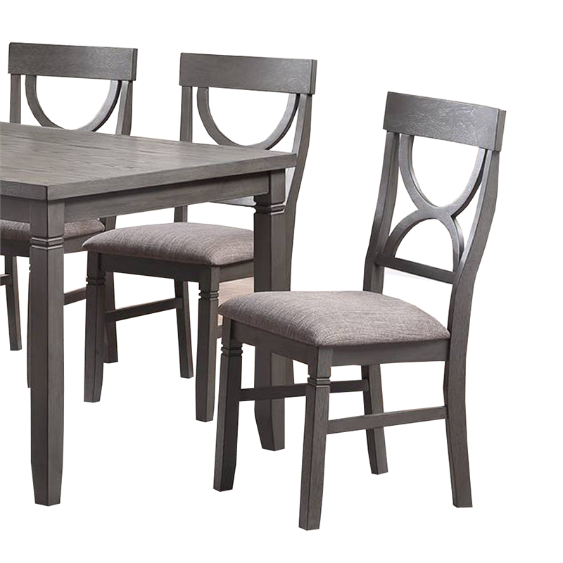 Pemberly Row 6 Piece Farmhouse Dining Set with Cut Out Back Chairs in Gray