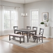 Pemberly Row 6 Piece Farmhouse Dining Set with Cut Out Back Chairs in Gray