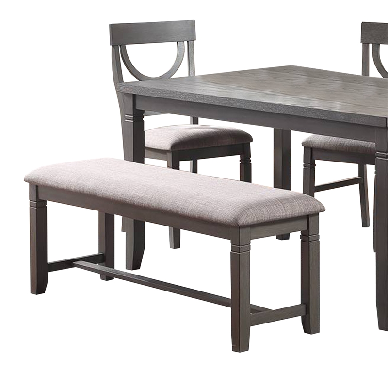 Pemberly Row 6 Piece Farmhouse Dining Set with Cut Out Back Chairs in Gray