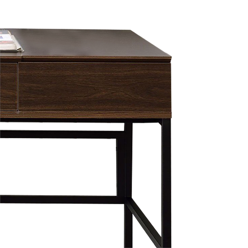 pemberly row industrial writing desk with lift top and usb port in brown