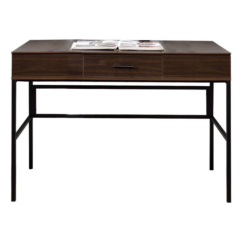 pemberly row industrial writing desk with lift top and usb port in brown