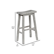 Pemberly Row Rubberwood Saddle Seat Barstool with Crossbar Support in Gray