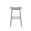 Pemberly Row Rubberwood Saddle Seat Barstool with Crossbar Support in Gray