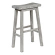 Pemberly Row Rubberwood Saddle Seat Barstool with Crossbar Support in Gray