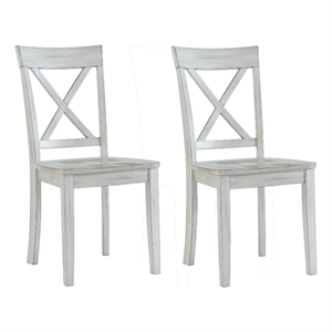 Pemberly Row Farmhouse Dining Chair Set of 2 with X Back in Washed White